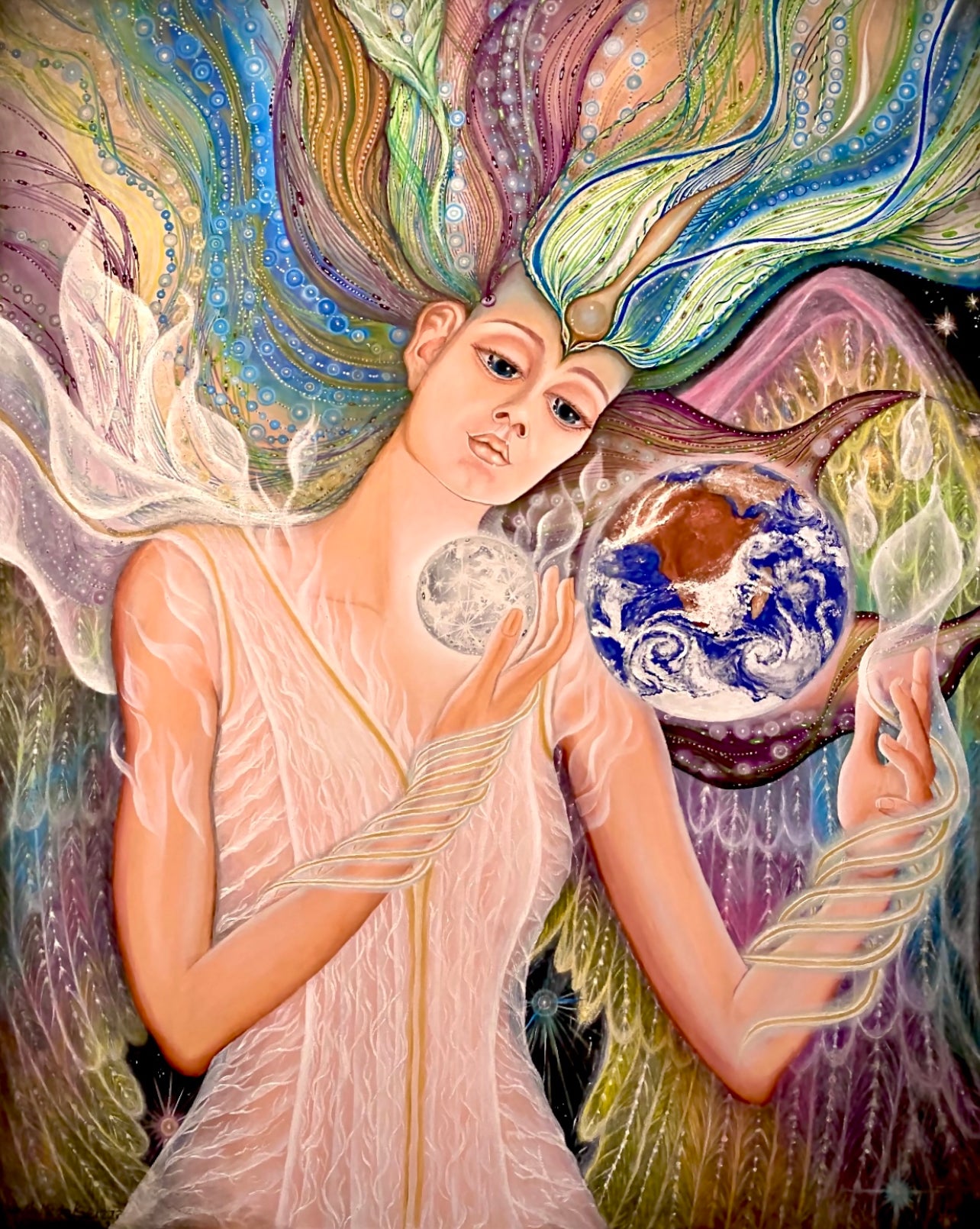 New-Earth Winged Goddess - Glass Print Wall Art