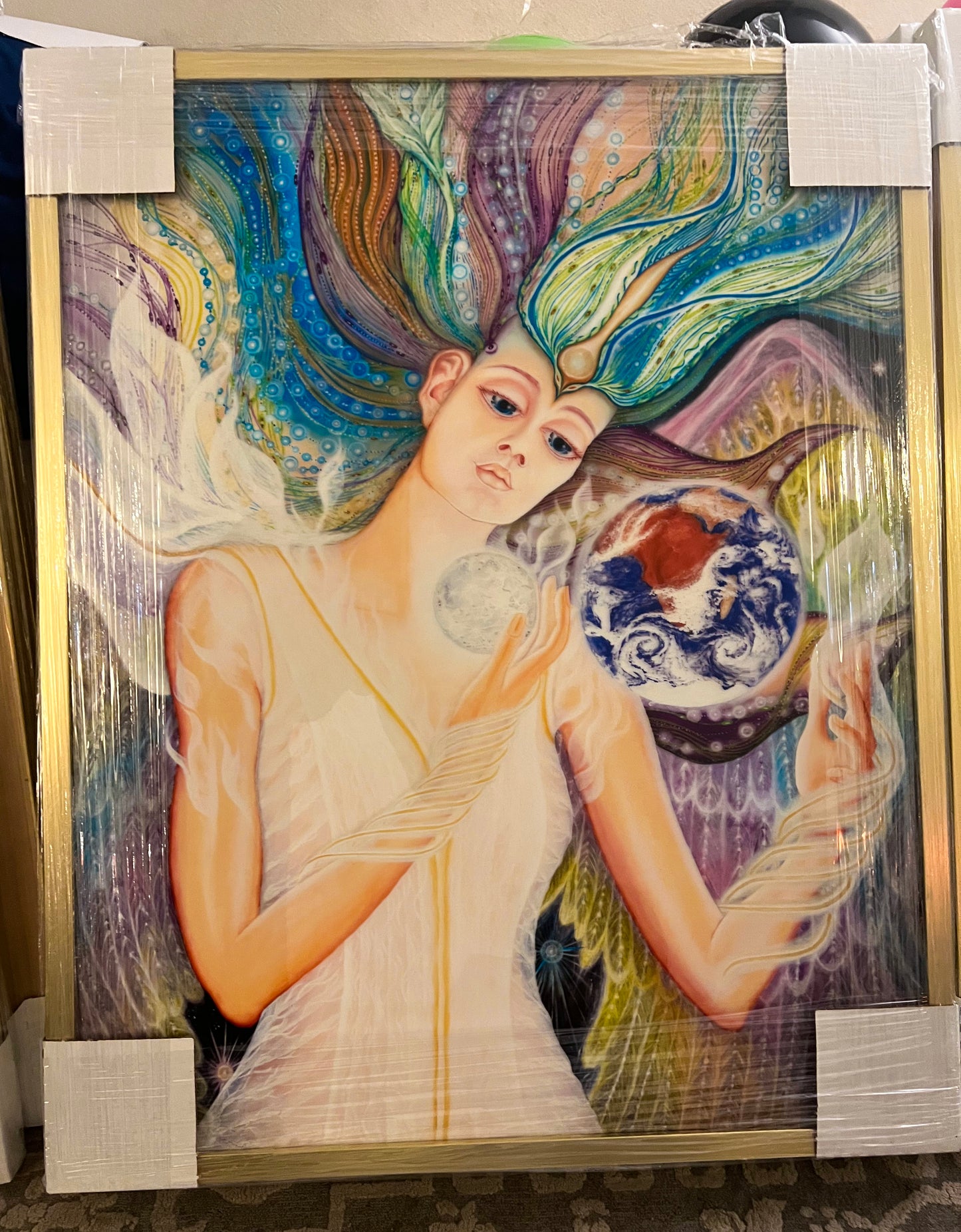 New-Earth Winged Goddess - Glass Print Wall Art